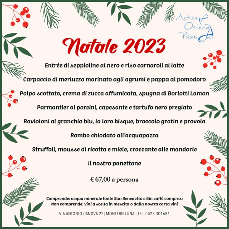 Il men&ugrave; di Natale 2023