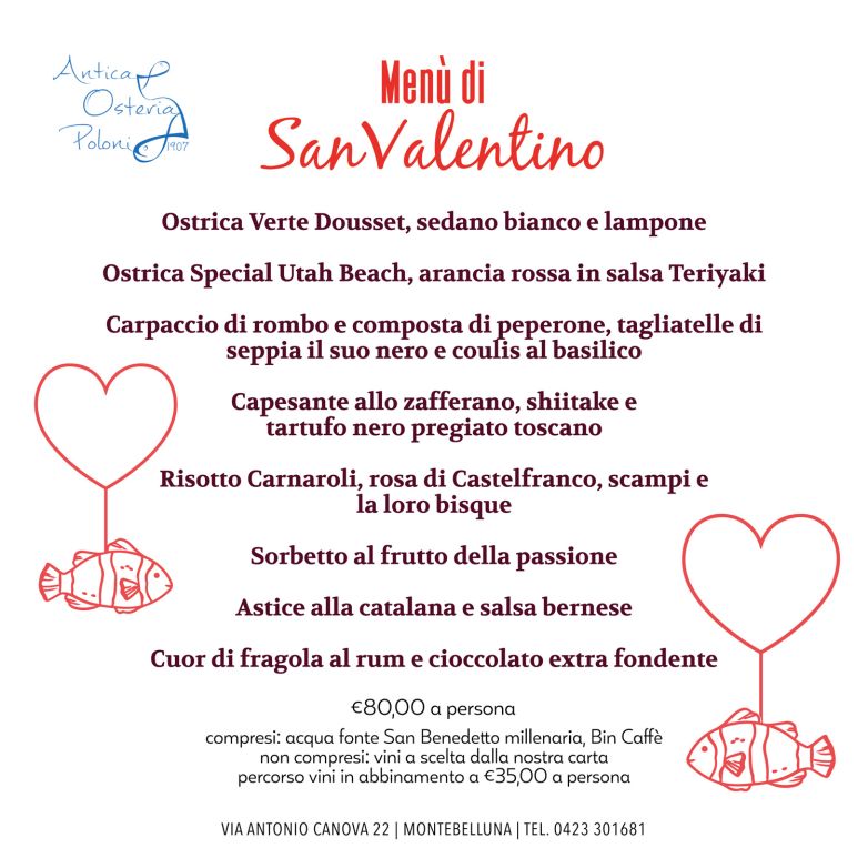 Men&ugrave; di San Valentino 2024