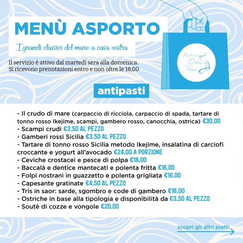 Men&ugrave; asporto 2024